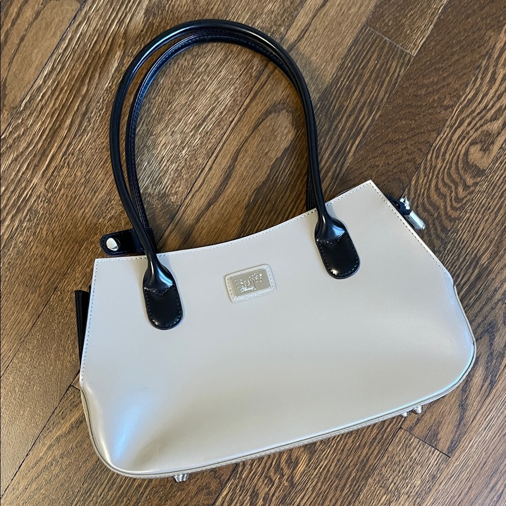 Elegant Cream and Black Beijo Handbag